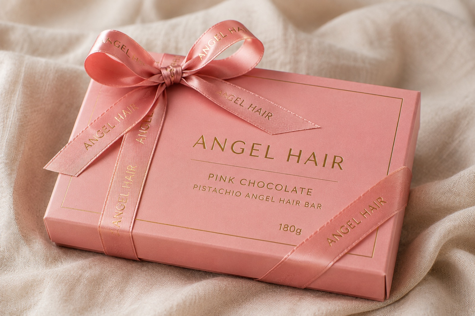 Luxury angel hair chocolate gift box with ribbon — ideal premium gift for chocolate lovers and special occasions